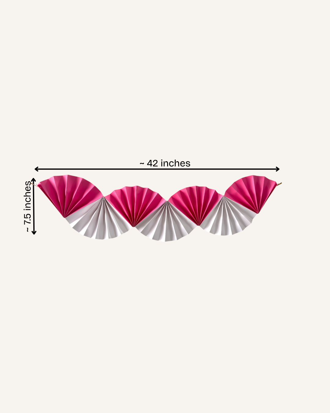 Paper Party Studio Colorwave paper fan garland, a handmade cardstock wall hanging for parties.