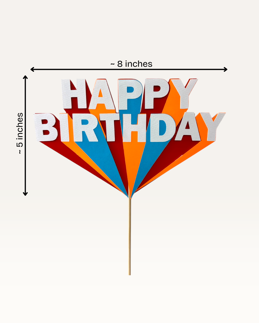 Rainbow Fan Happy Birthday Cake Topper