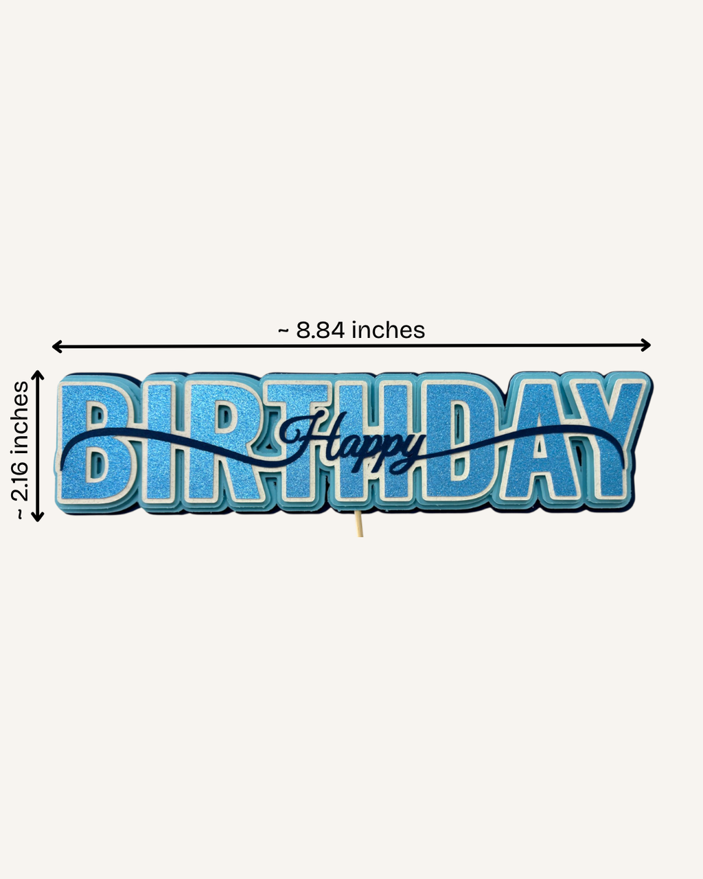 Happy Birthday Cake Topper - Layered Foil Block Letters