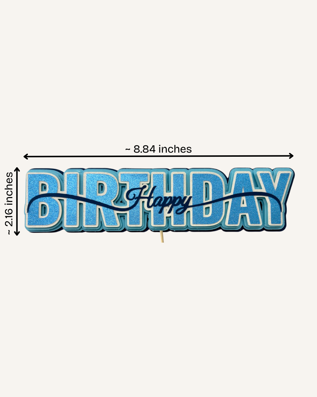 Happy Birthday Cake Topper - Layered Foil Block Letters