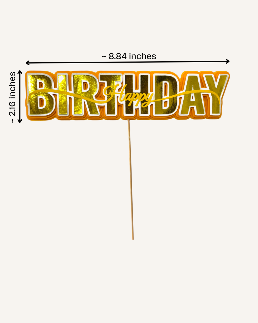 Happy Birthday Cake Topper - Layered Foil Block Letters