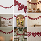 Paper Party Studio red heart bunting with floral cut-outs and cursive Love script.