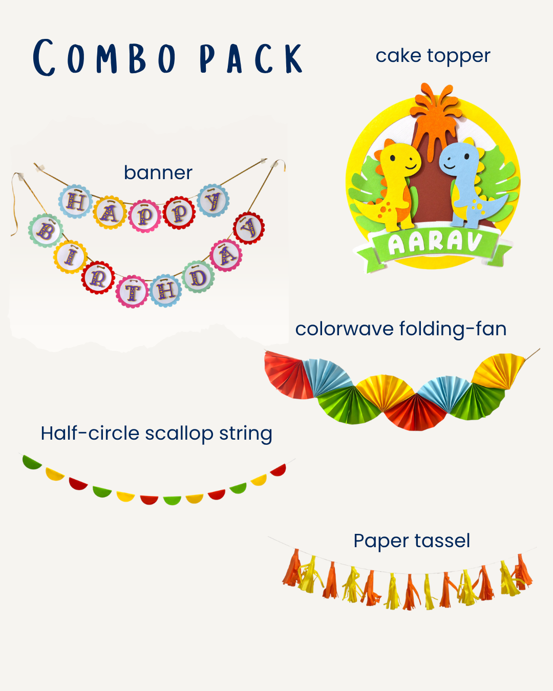 Dinosaur Birthday Combo — Personalised Paper Party Decoration Set