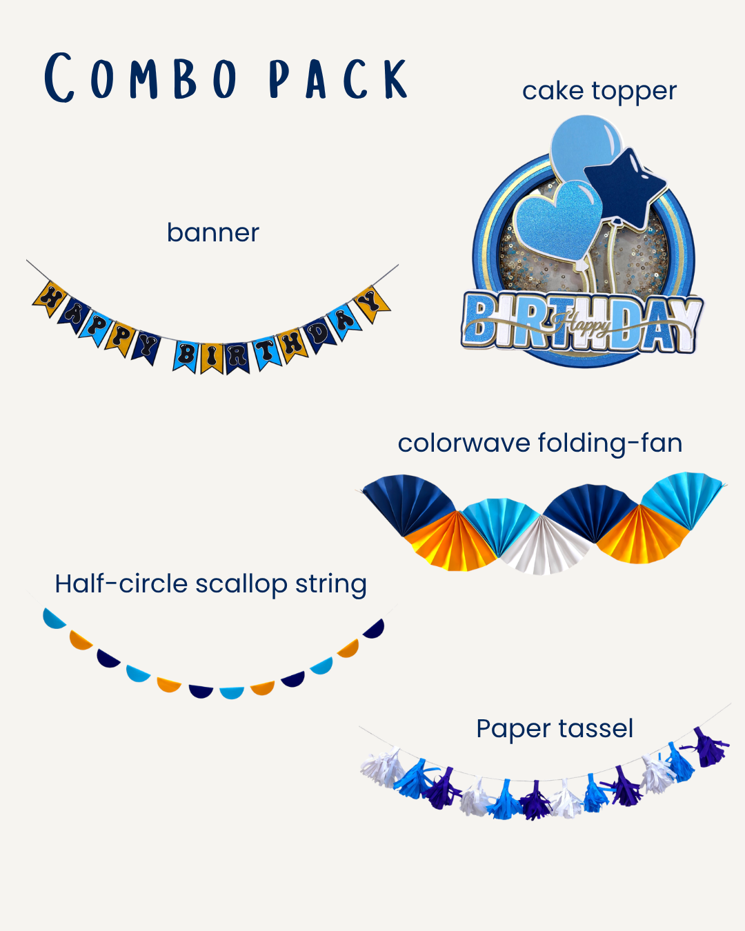 Blue & Yellow Birthday Combo — Paper Party Decoration Set