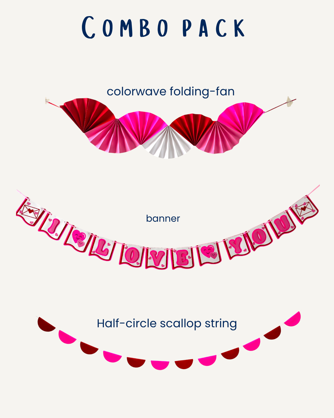 I Love You Combo — Valentine's Paper Decoration Set