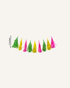 Paper Party Studio handmade tissue paper tassel garland for birthdays, baby showers and photo walls.