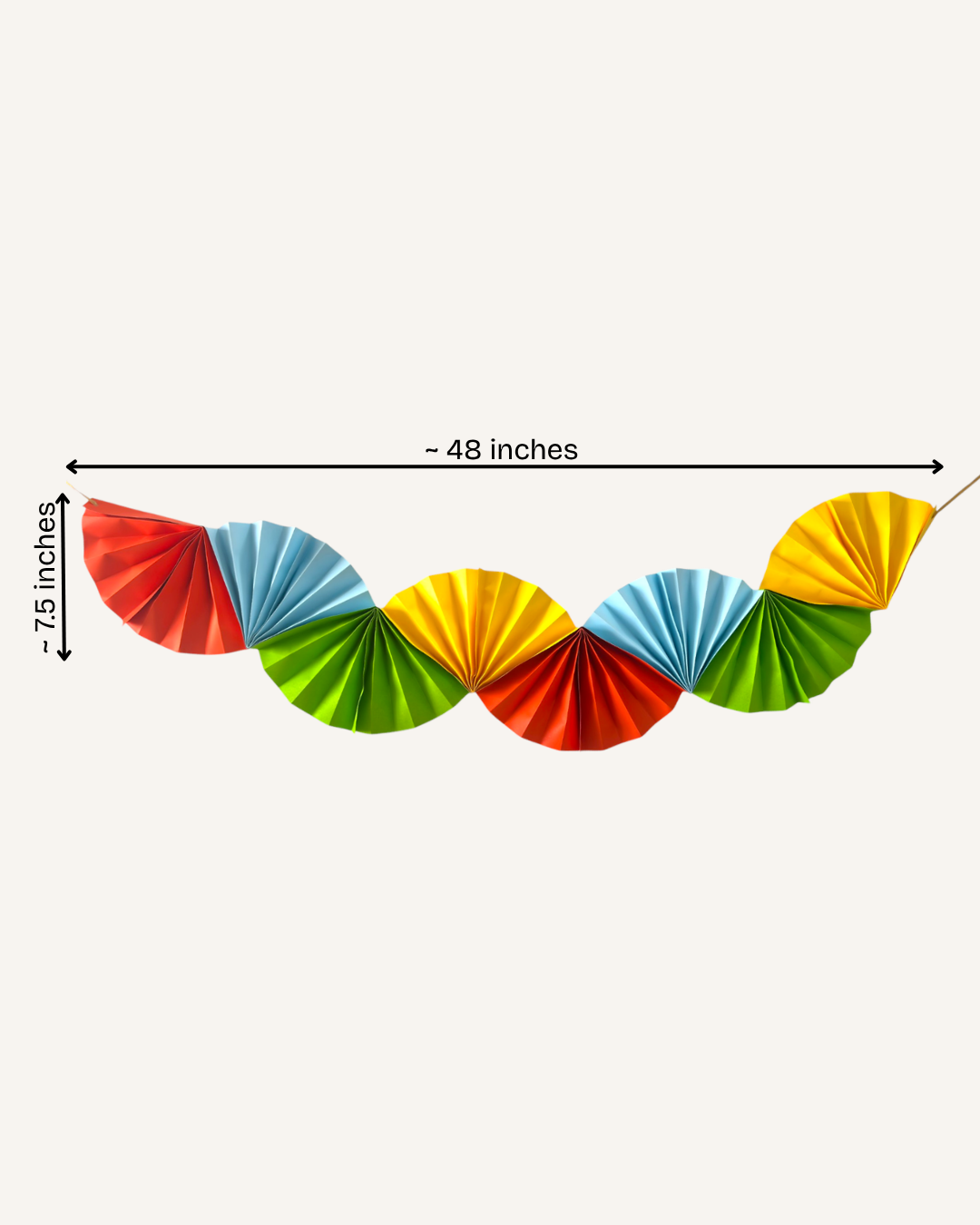 Paper Party Studio Colorwave folded paper fan garland backdrop in vibrant cardstock.