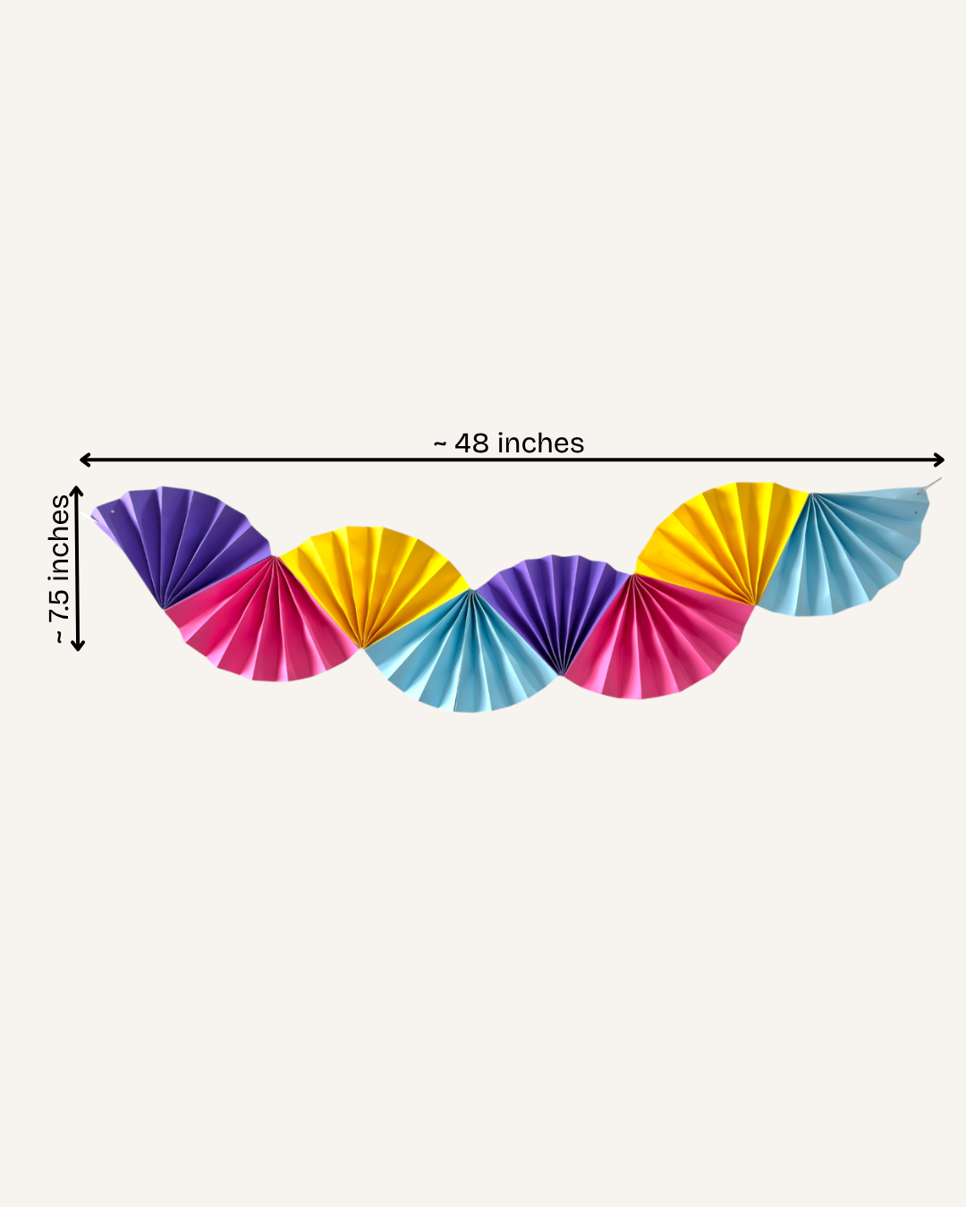 Paper Party Studio Colorwave paper fan wall hanging for birthdays, baby showers and festive walls.