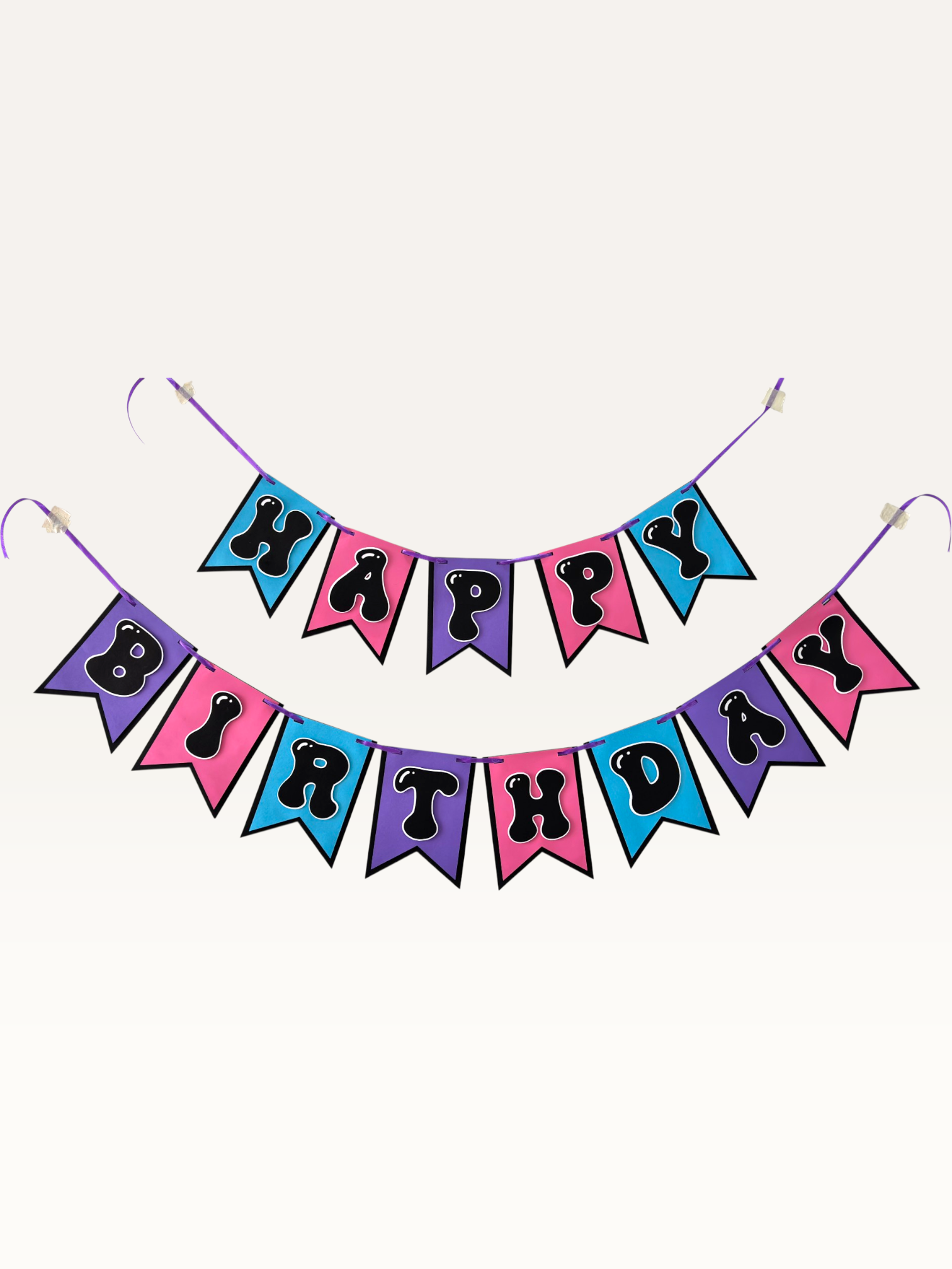 Happy Birthday Banner — Bubble Letter Paper Banner