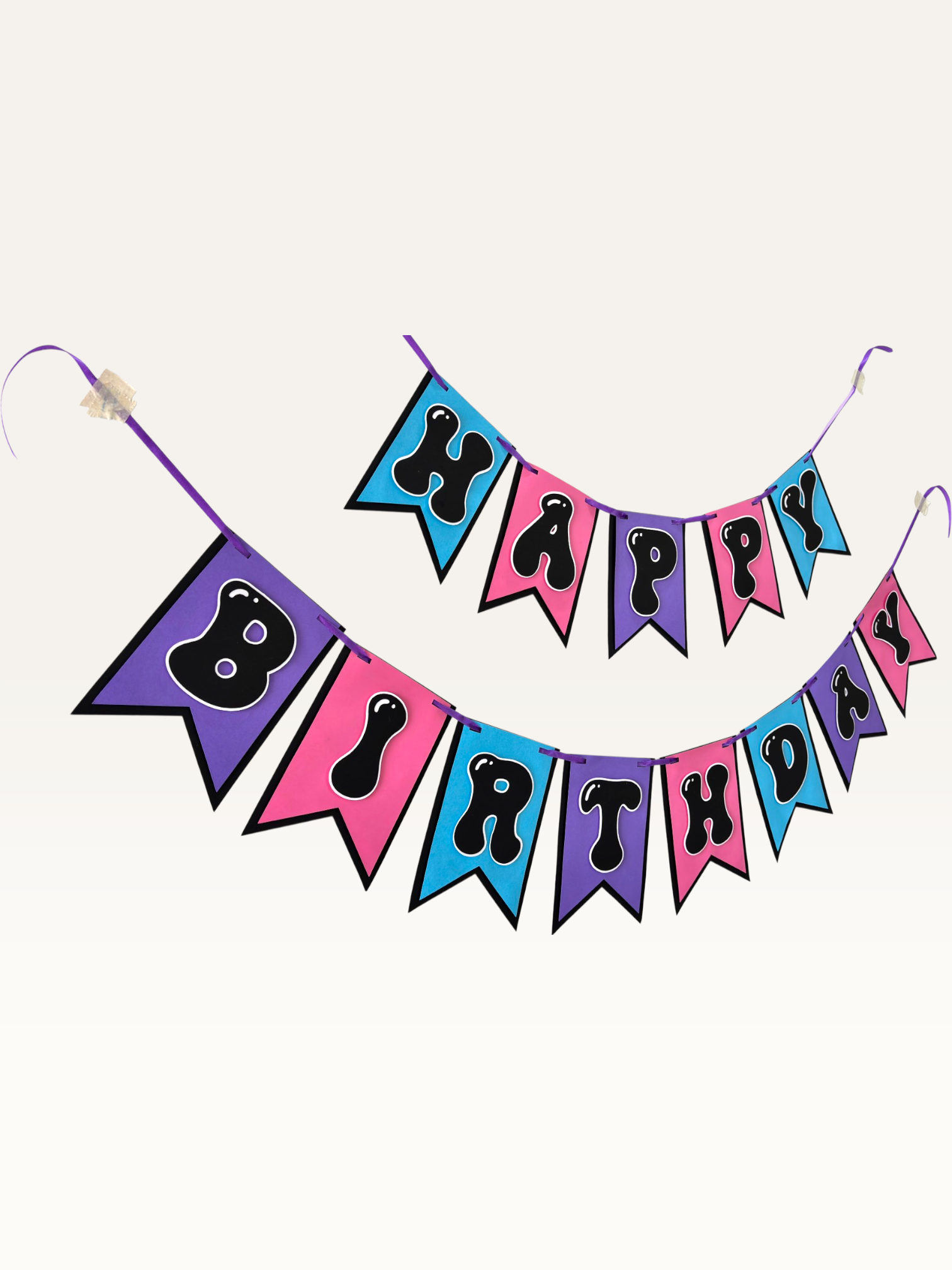 Happy Birthday Banner — Bubble Letter Paper Banner