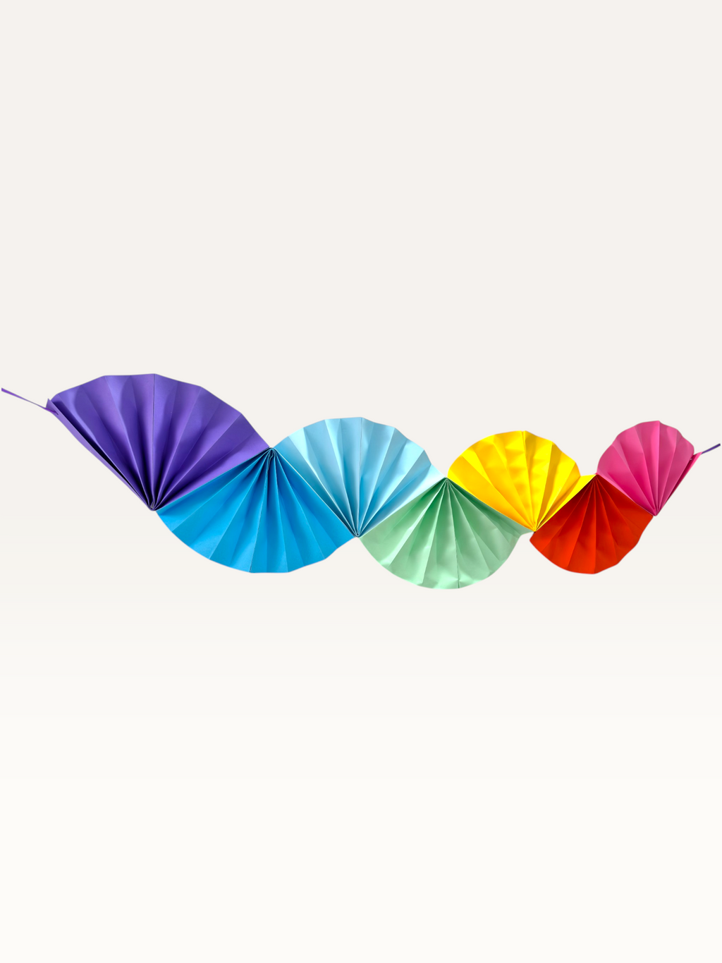 Paper Party Studio Colorwave folded paper fan garland backdrop in vibrant cardstock.