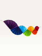 Paper Party Studio Colorwave paper fan wall hanging for birthdays, baby showers and festive walls.