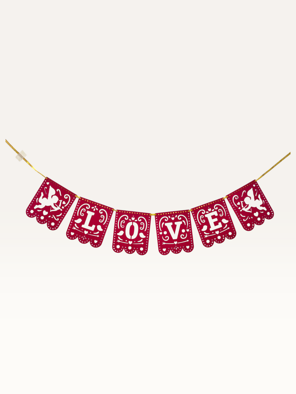 Love Cut-Out Bunting - Red Paper Flags