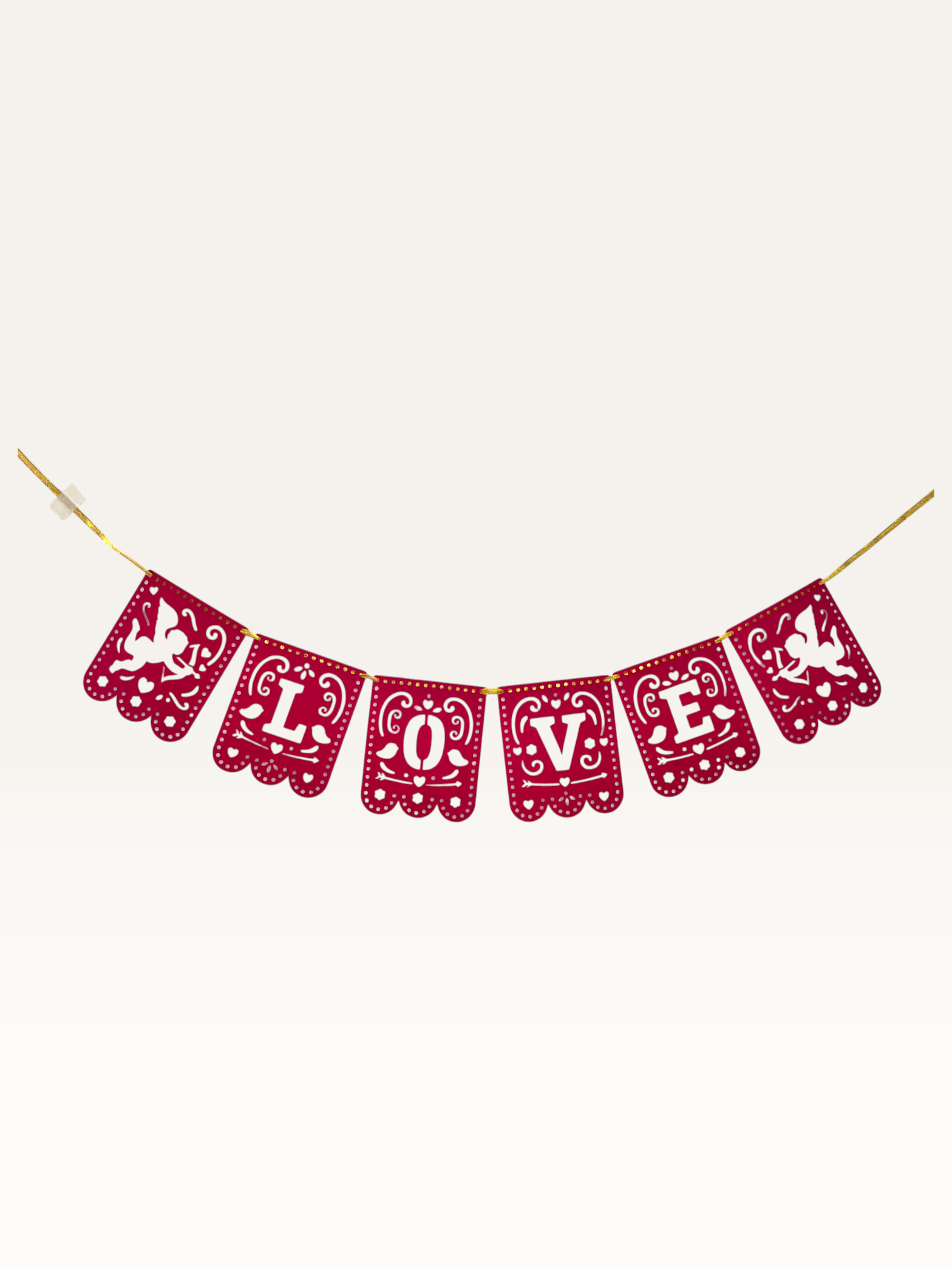 Love Cut-Out Bunting - Red Paper Flags