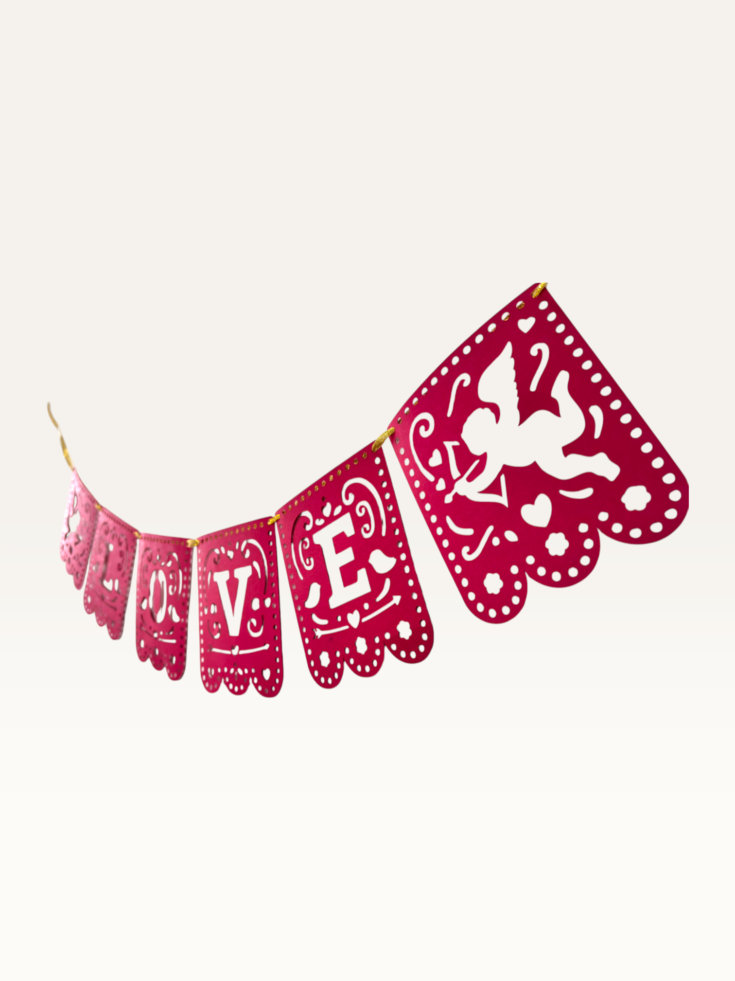 Love Cut-Out Bunting - Red Paper Flags