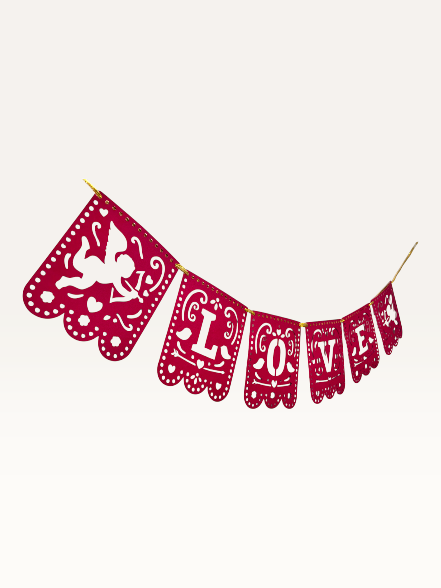Love Cut-Out Bunting - Red Paper Flags