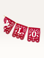Love Cut-Out Bunting - Red Paper Flags