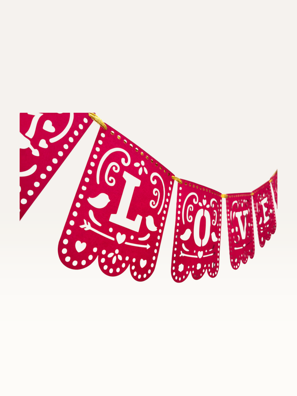 Love Cut-Out Bunting - Red Paper Flags