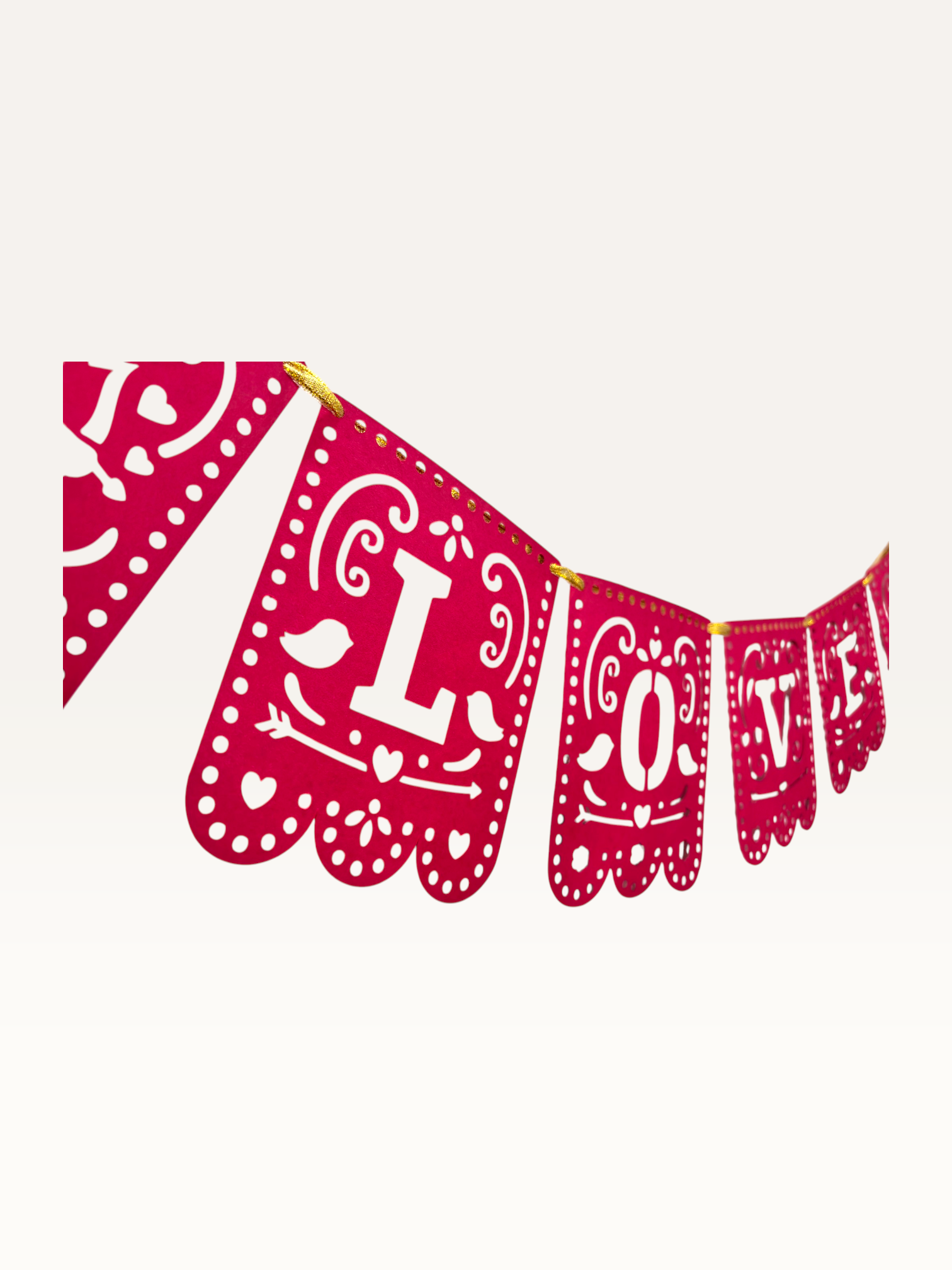 Love Cut-Out Bunting - Red Paper Flags