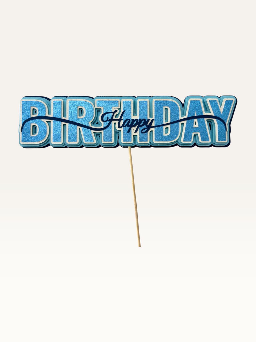 Happy Birthday Cake Topper - Layered Foil Block Letters
