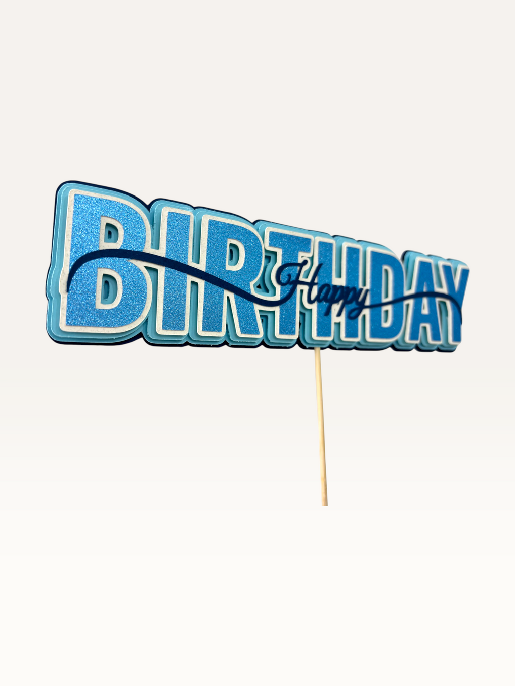 Happy Birthday Cake Topper - Layered Foil Block Letters