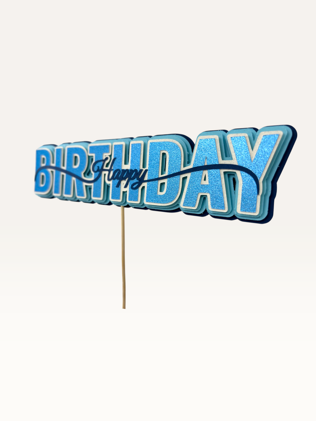 Happy Birthday Cake Topper - Layered Foil Block Letters