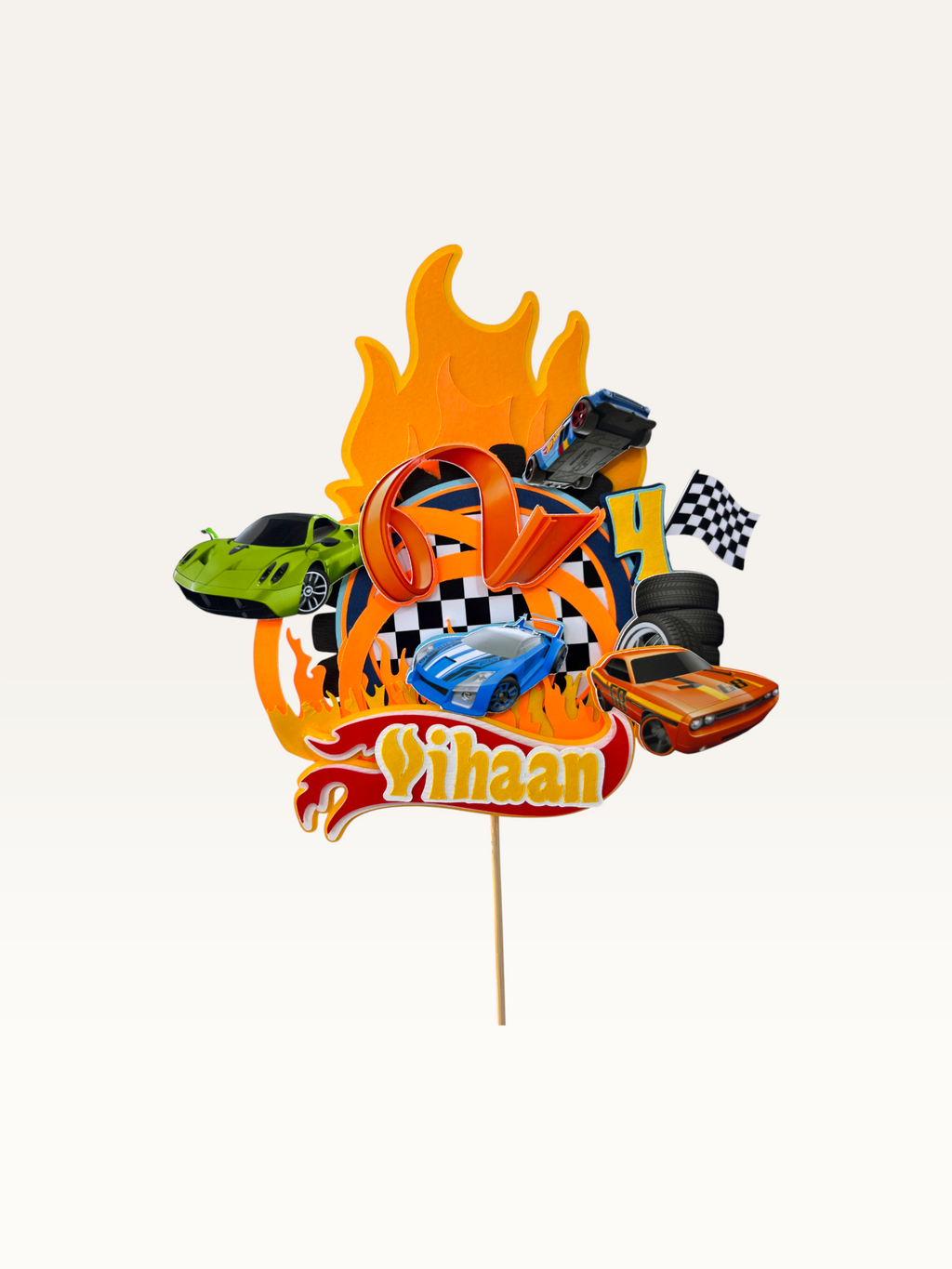 Speed Racer Cake Topper - Personalised Name & Age Topper