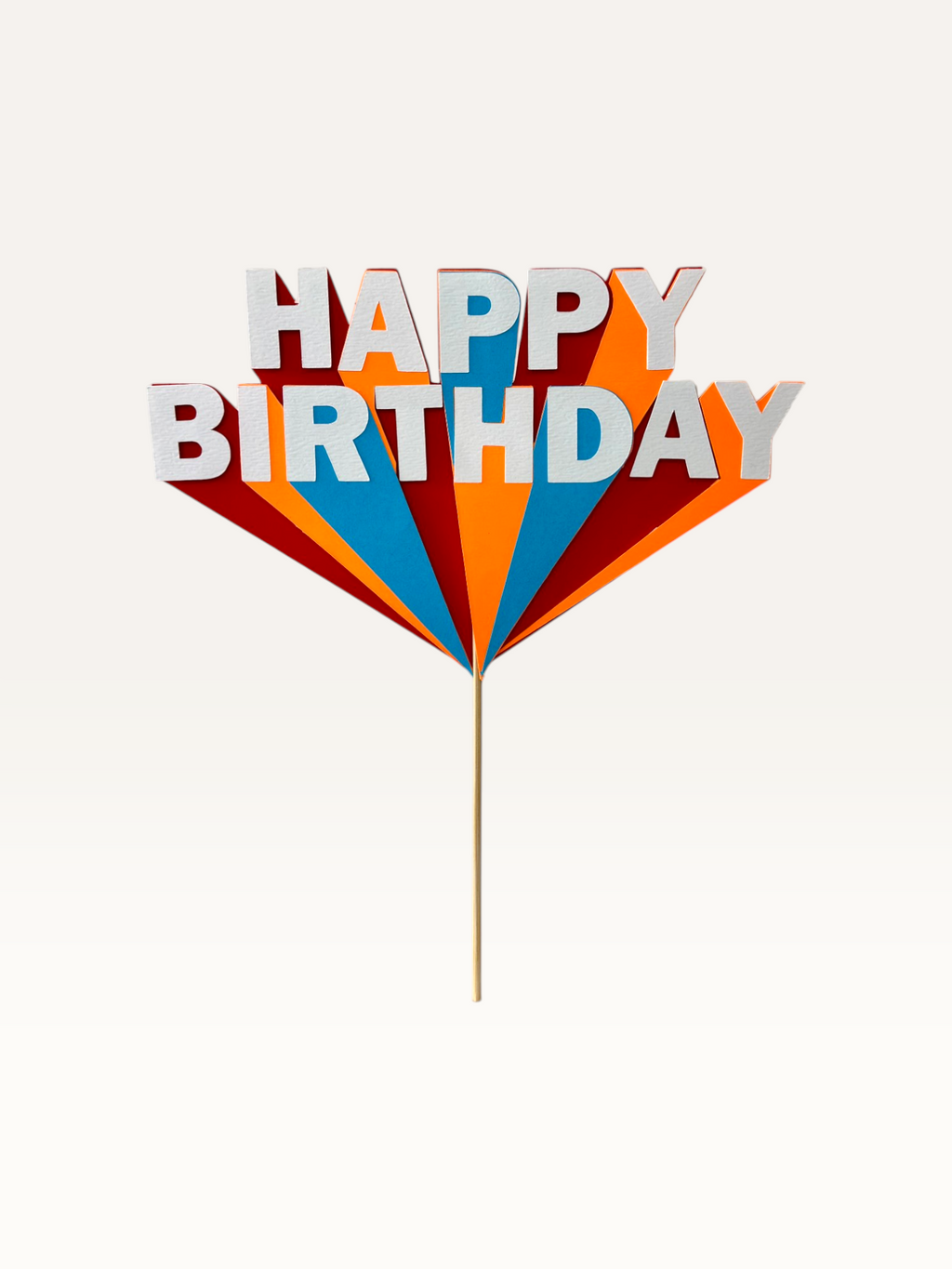 Rainbow Fan Happy Birthday Cake Topper
