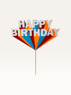 Rainbow Fan Happy Birthday Cake Topper