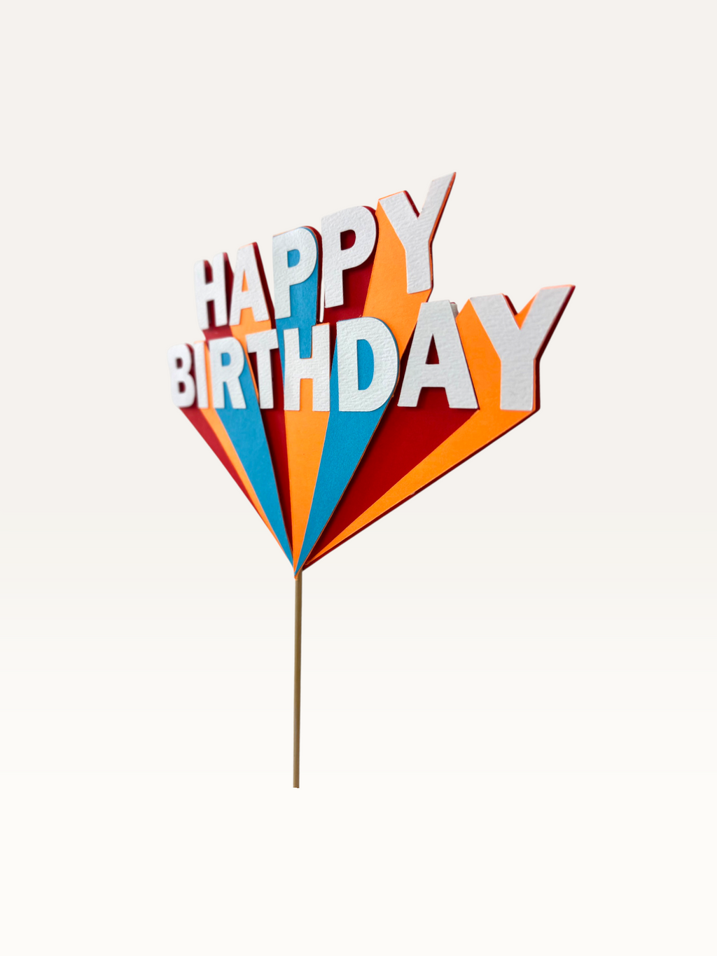Rainbow Fan Happy Birthday Cake Topper
