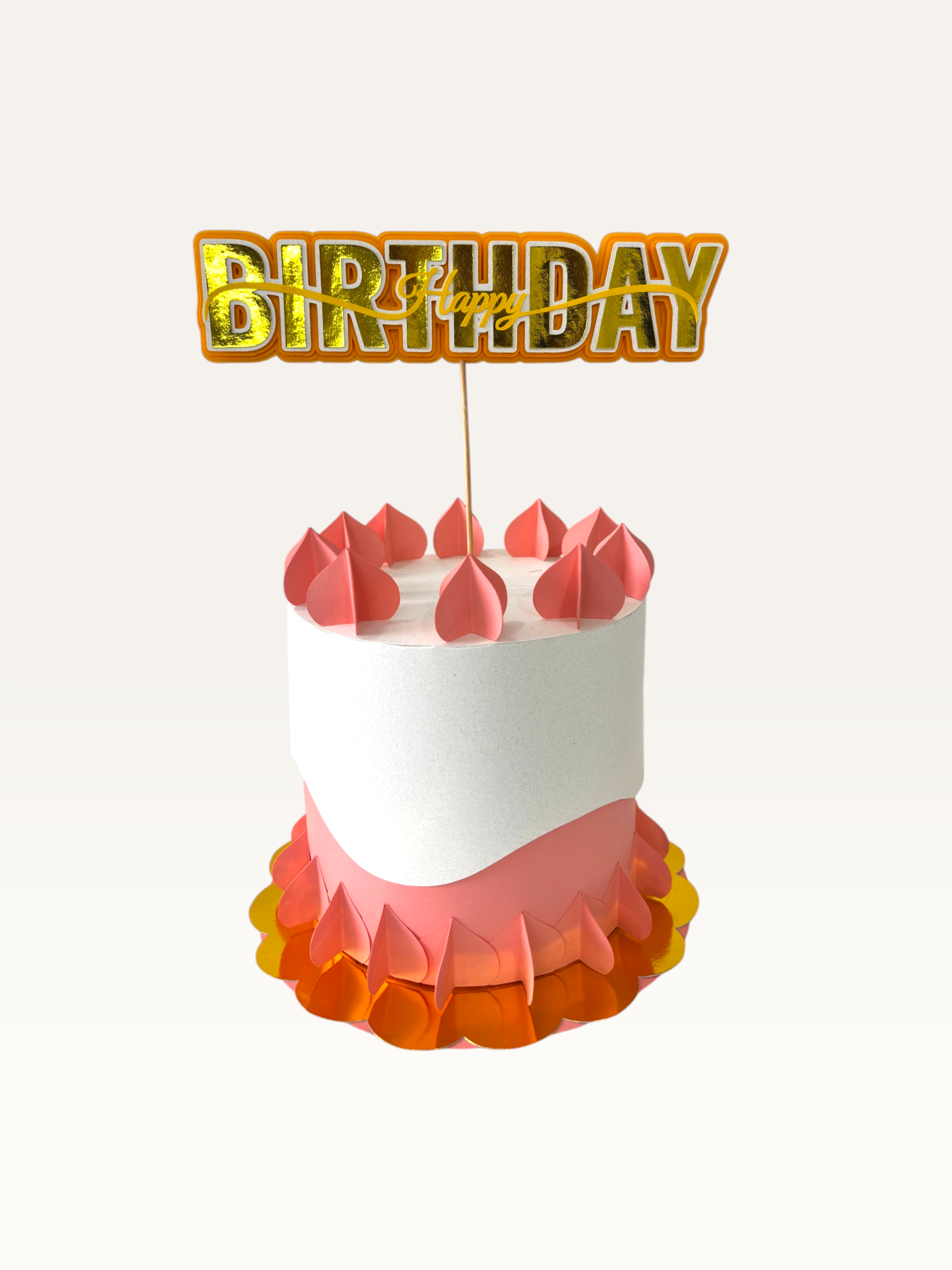 Happy Birthday Cake Topper - Layered Foil Block Letters
