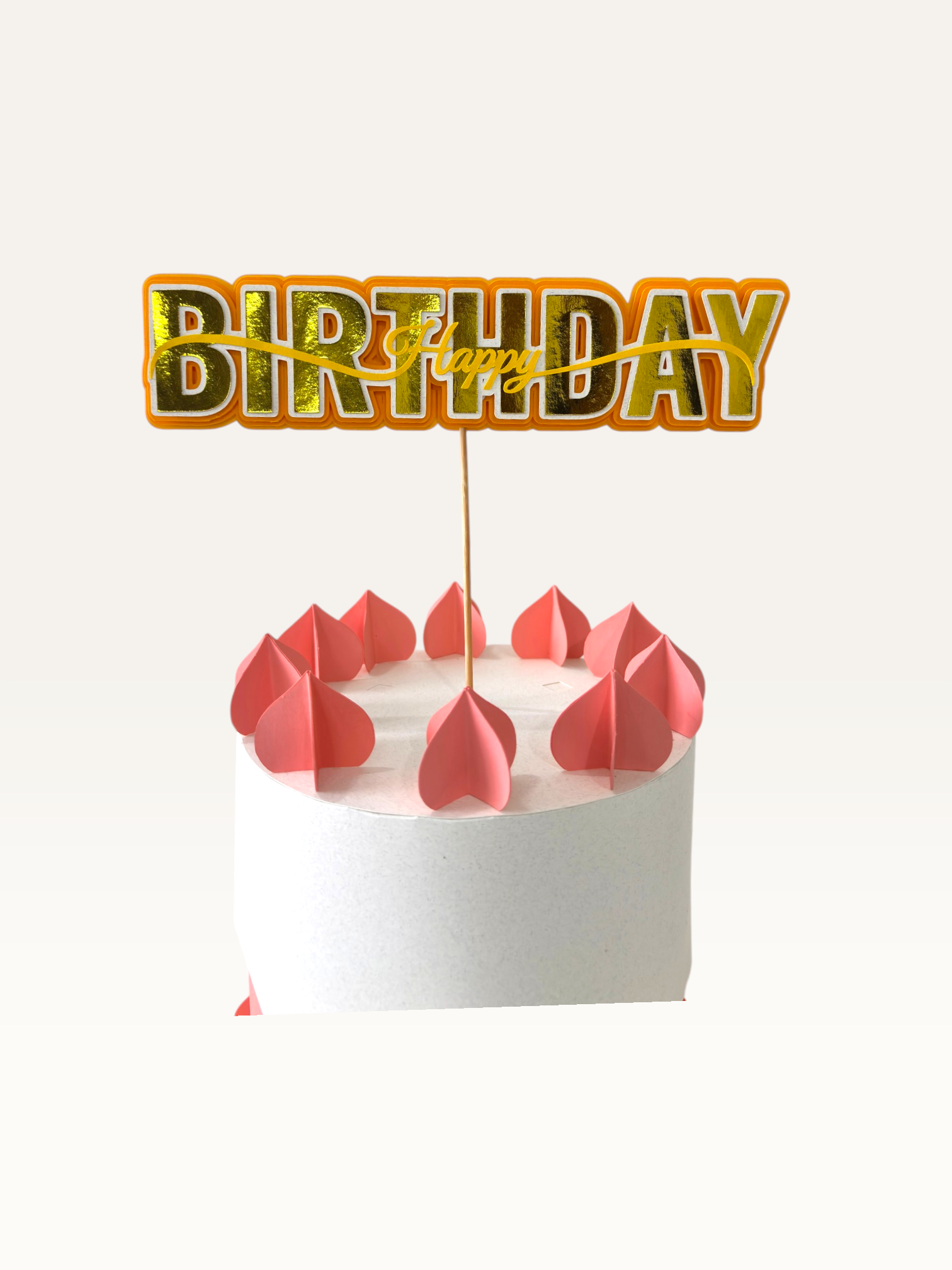 Happy Birthday Cake Topper - Layered Foil Block Letters