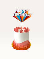 Rainbow Fan Happy Birthday Cake Topper