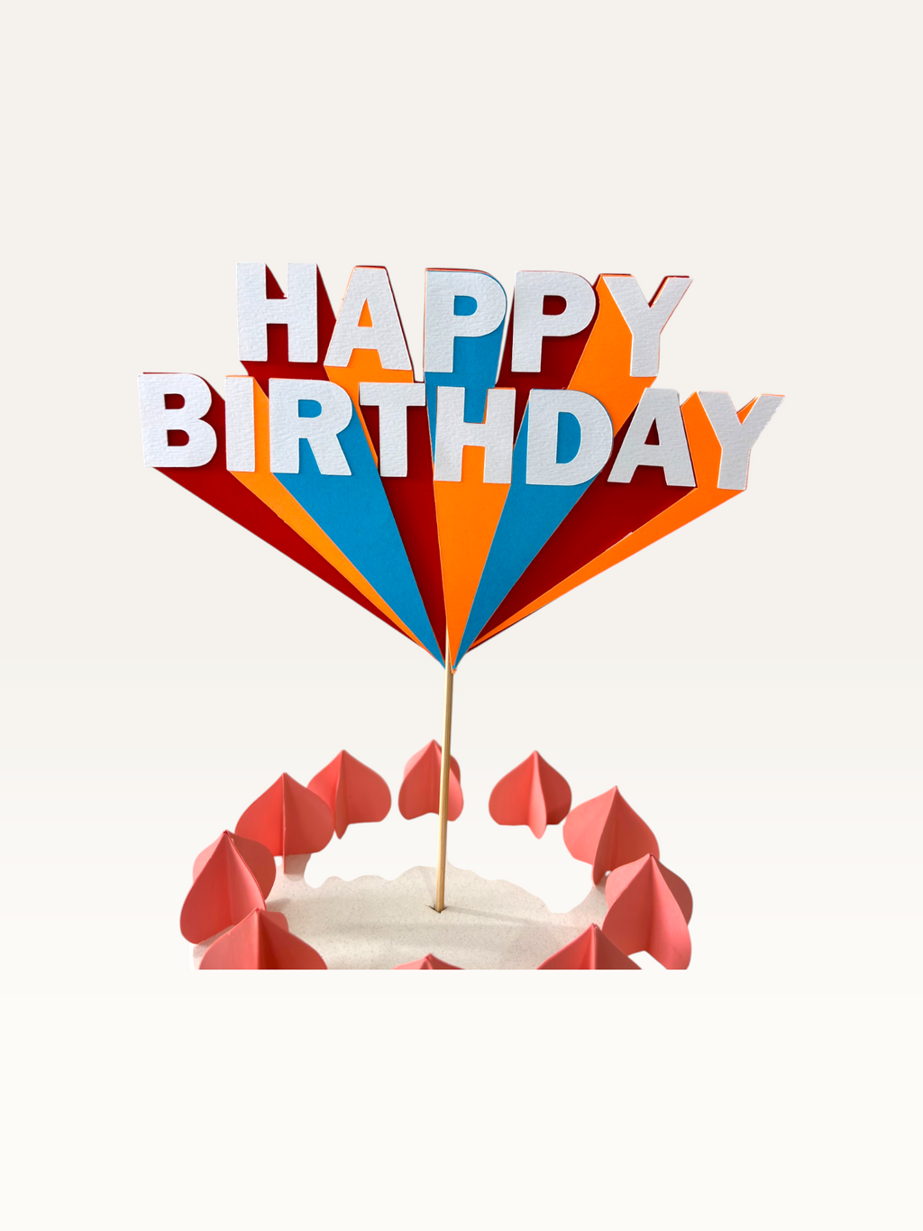 Rainbow Fan Happy Birthday Cake Topper
