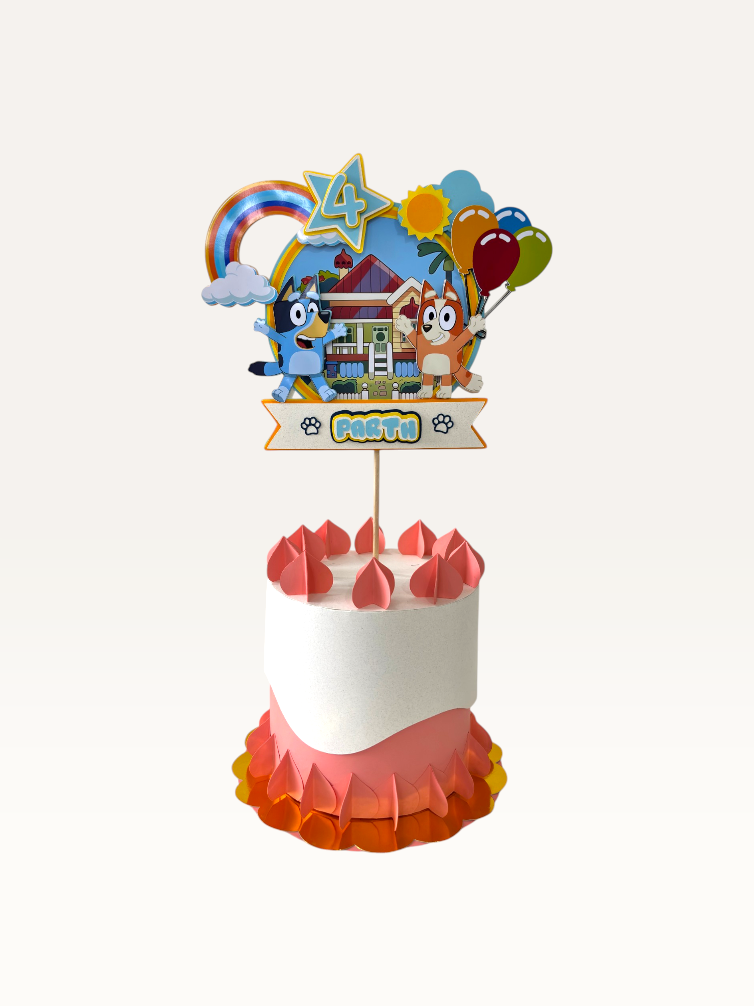 Blue Puppy Theme Cake Topper - Personalised Name & Age Topper