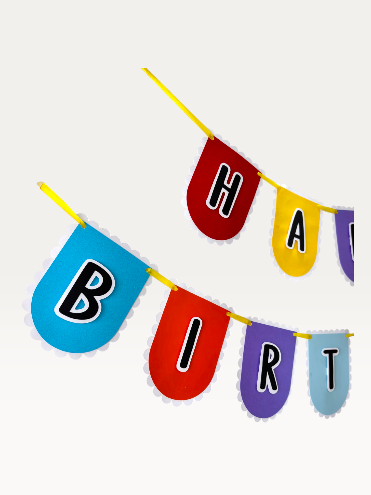 Multicolour Happy Birthday Banner - Scalloped Paper Flags