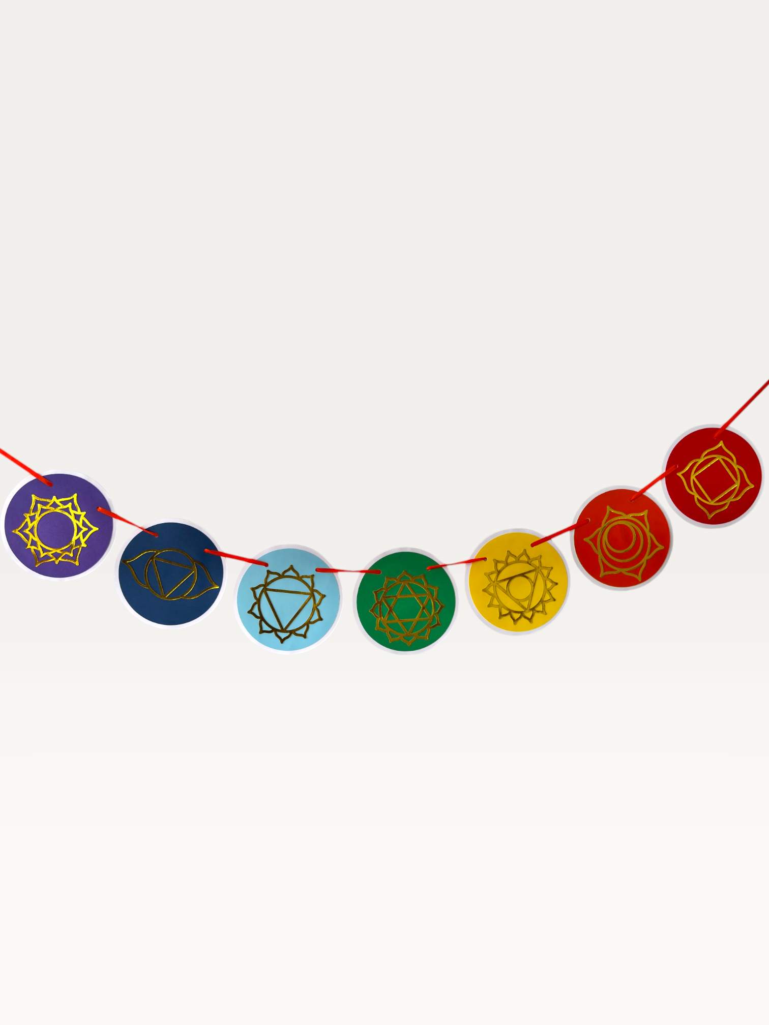 Seven Chakra Garland - Gold Foil Symbol Discs