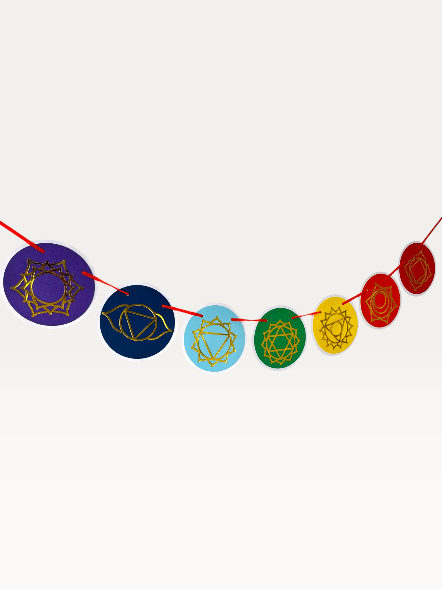Seven Chakra Garland - Gold Foil Symbol Discs