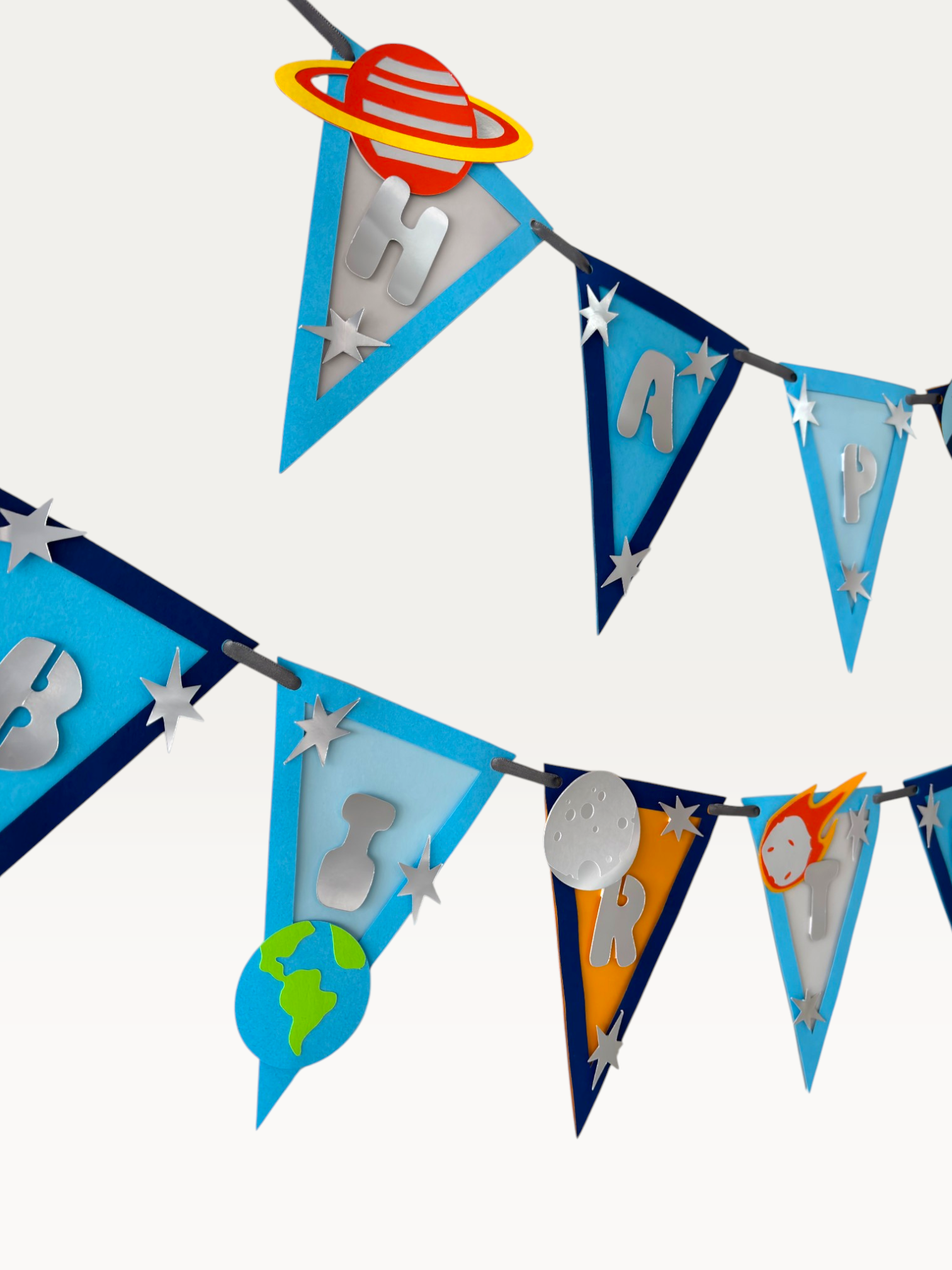 Space Theme Happy Birthday Banner - Planets & Stars