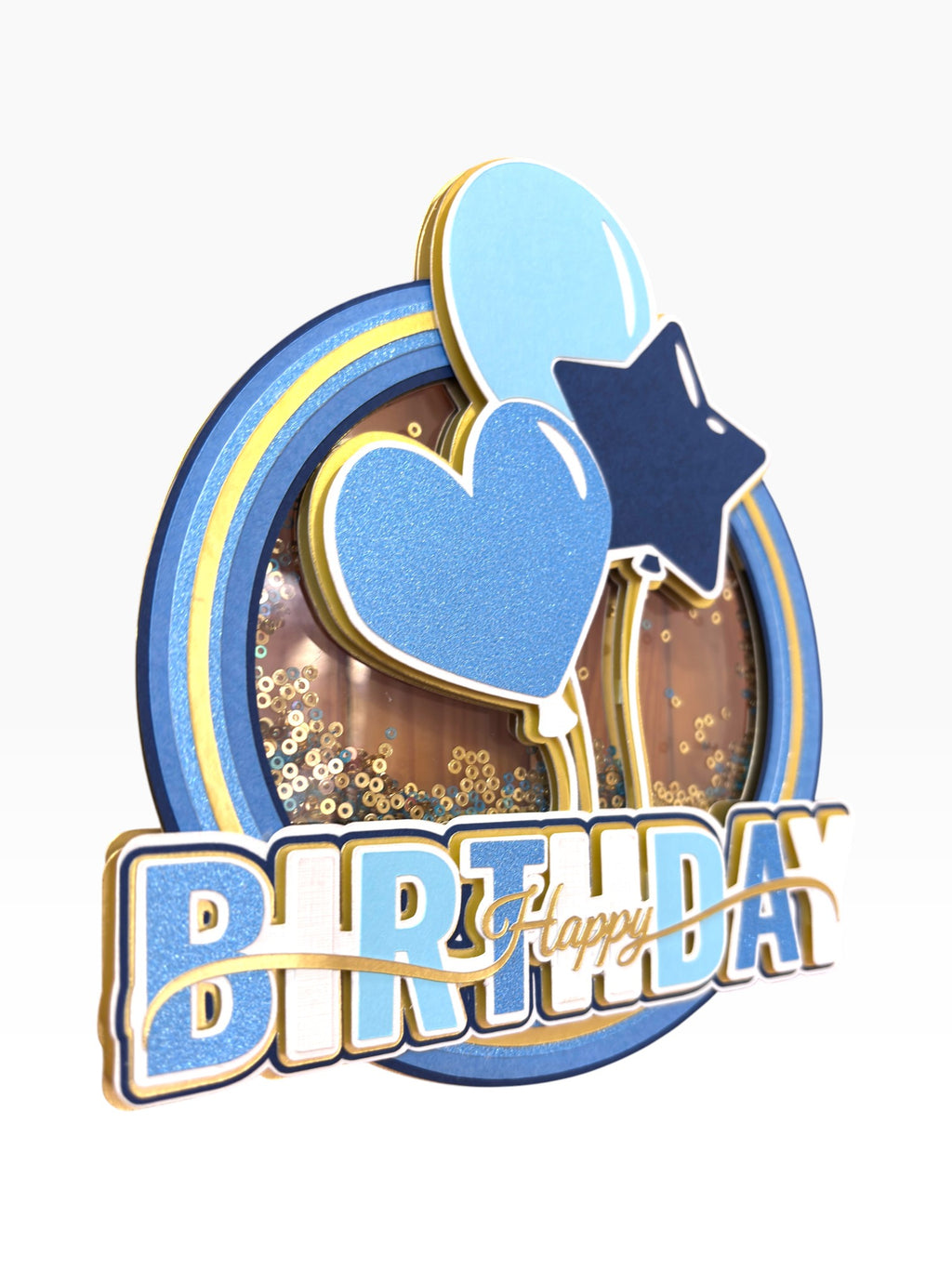 Happy Birthday Shaker Cake Topper — Glitter & Sequin