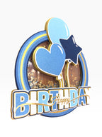 Happy Birthday Shaker Cake Topper — Glitter & Sequin