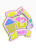 Candy Theme Cake Topper — Personalised Birthday Topper