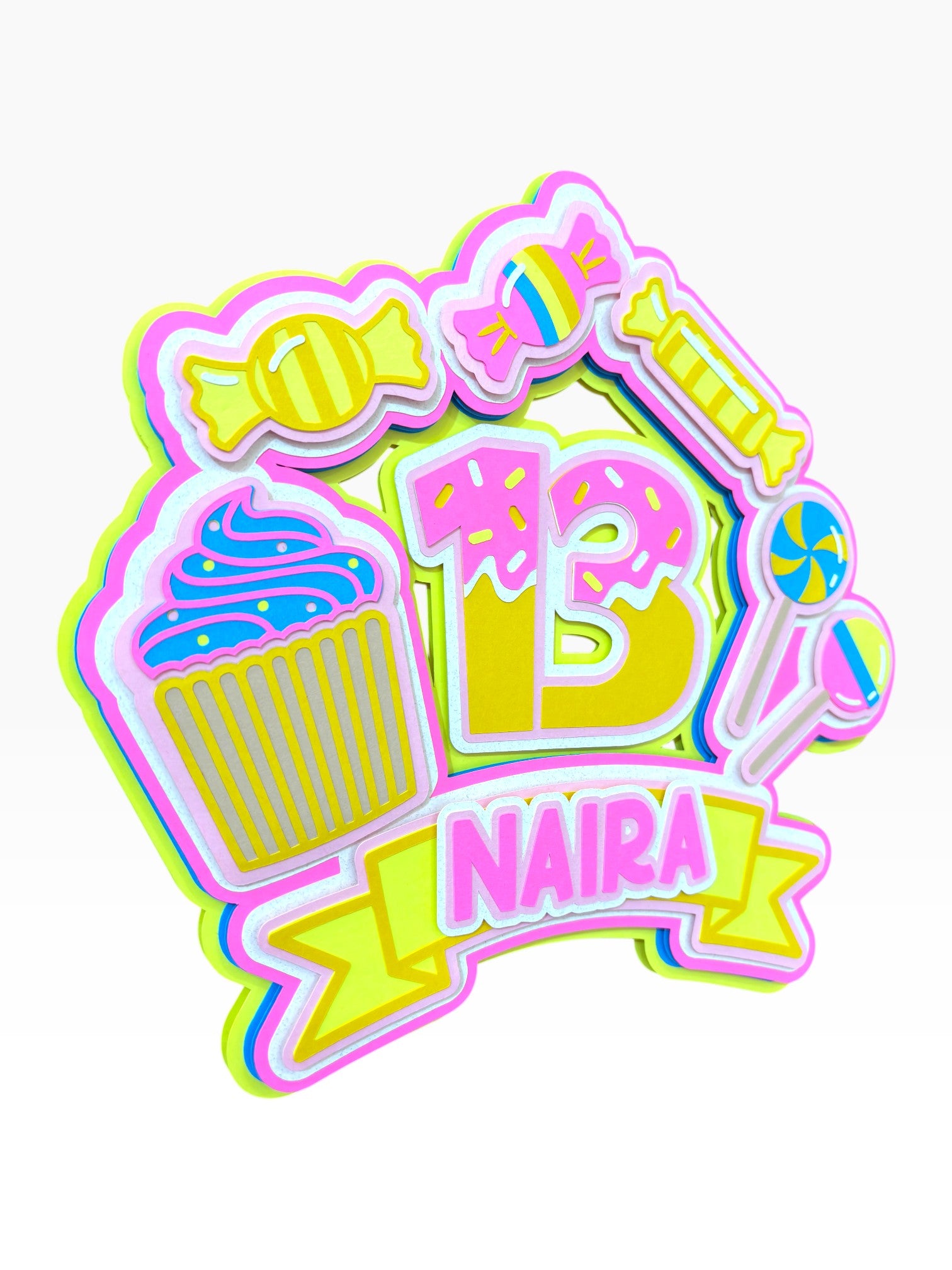 Candy Theme Cake Topper — Personalised Birthday Topper