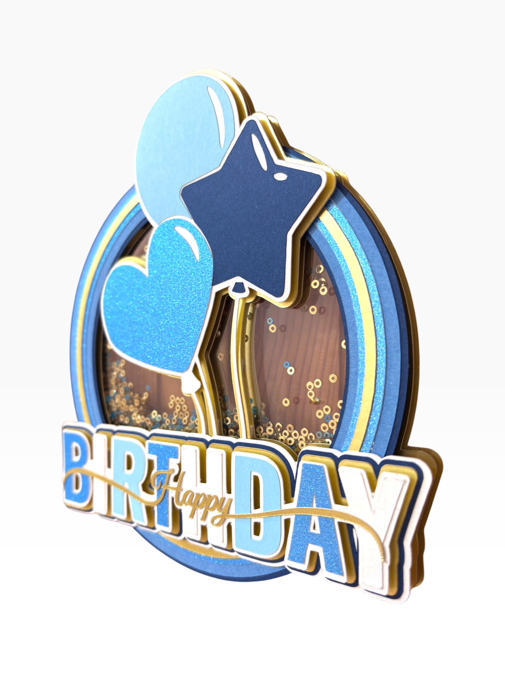 Happy Birthday Shaker Cake Topper — Glitter & Sequin
