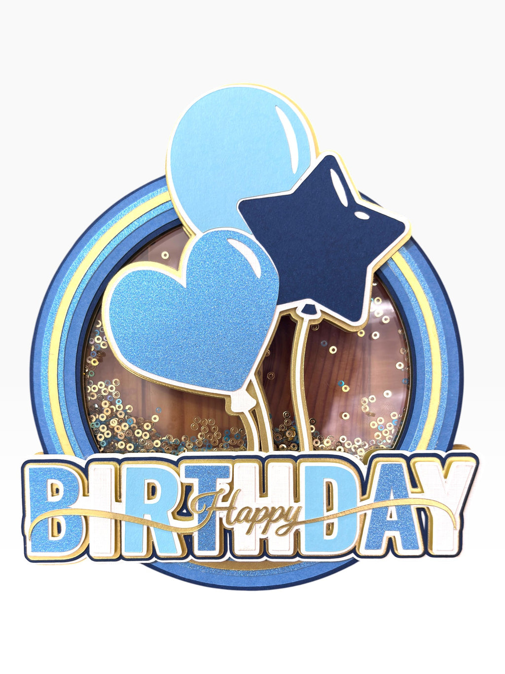 Happy Birthday Shaker Cake Topper — Glitter & Sequin