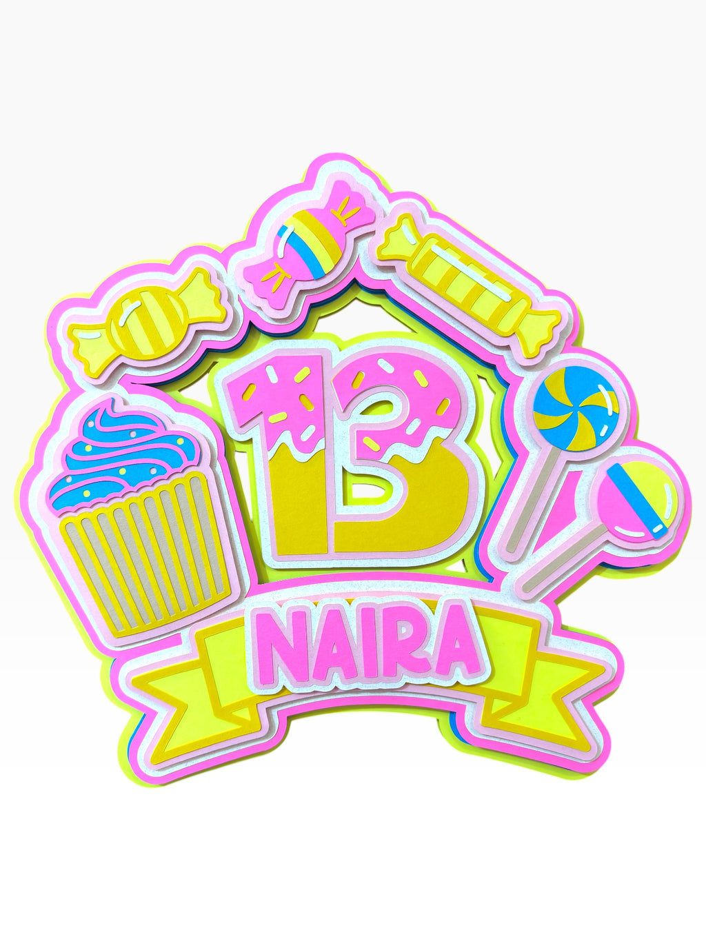 Candy Theme Cake Topper — Personalised Birthday Topper
