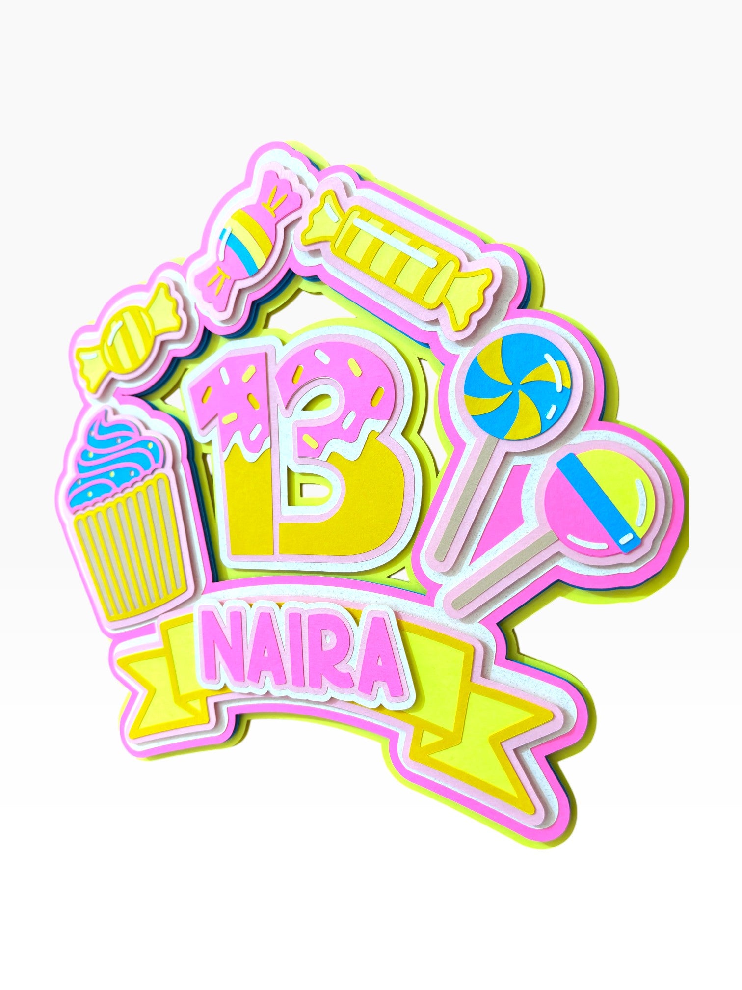 Candy Theme Cake Topper — Personalised Birthday Topper