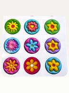 Paper Party Studio 3D flower sticker sheet featuring fifteen glossy, puffy-look floral designs in vibrant colors.