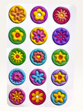 Paper Party Studio 3D flower sticker sheet featuring fifteen colorful, glossy, puffy-style floral designs for crafts.