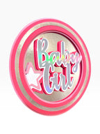 Paper Party Studio Baby Girl holographic layered cardstock cake topper with star accent, pink and silver.